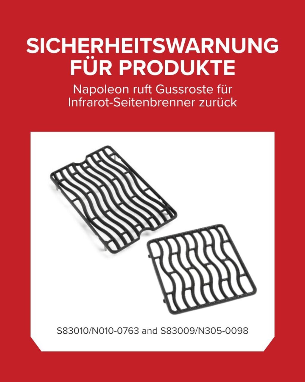 Sicherheitshinweis: Gusseisen Grillroste