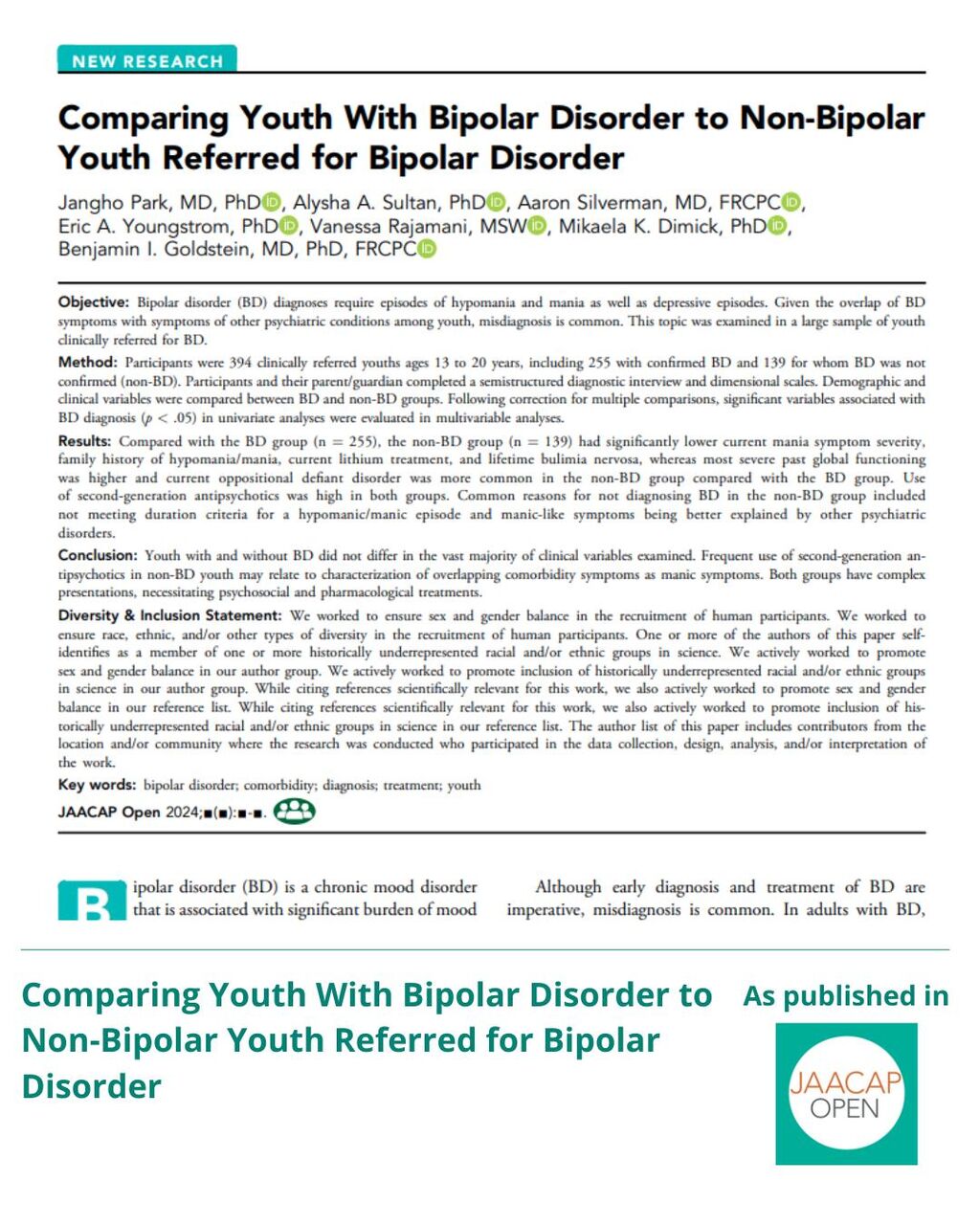 JO 0925 Comparing Youth With Bipolar Disorder