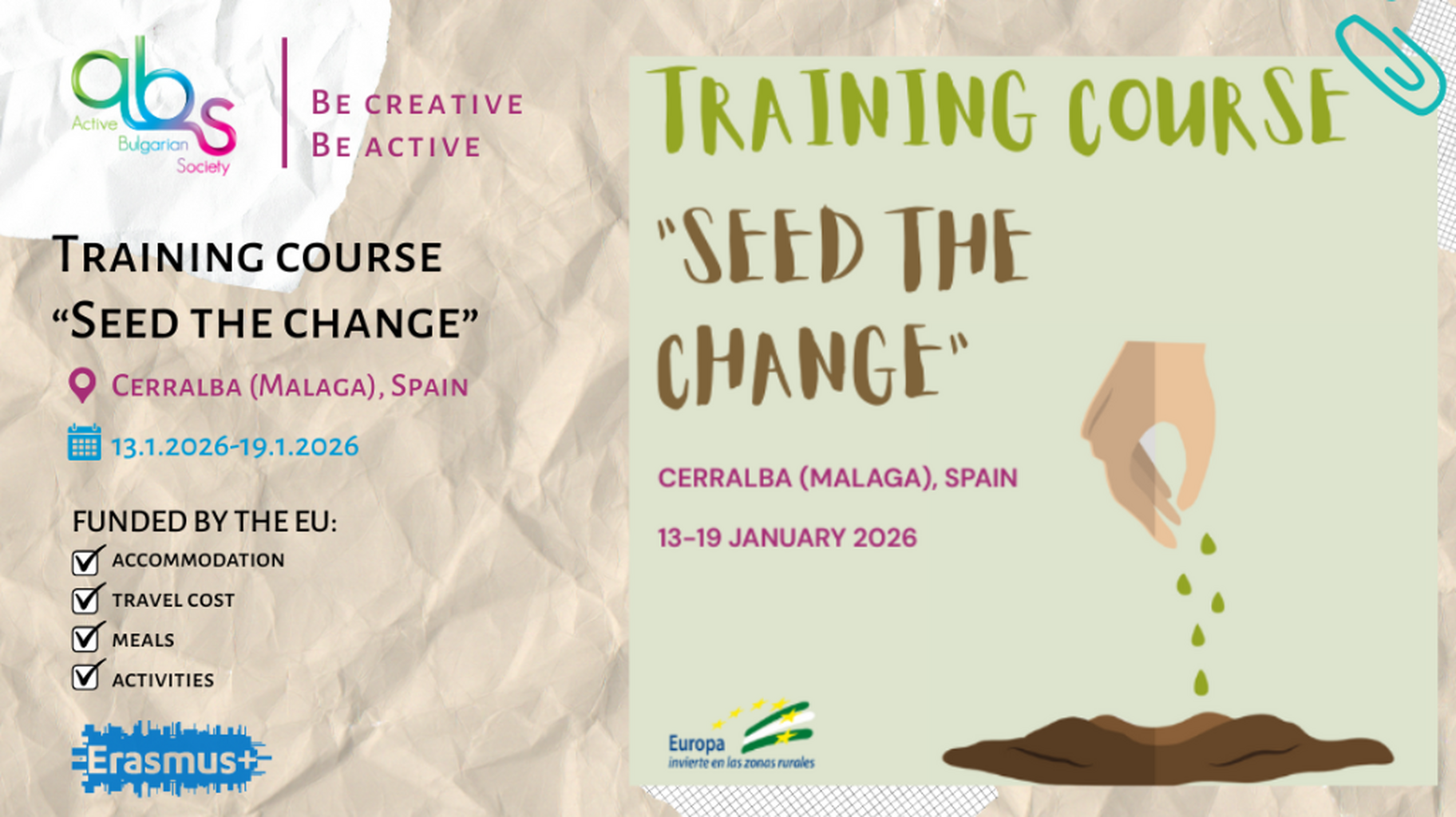 Training course "Seed the Change" in Cerralba (Malaga), Spain