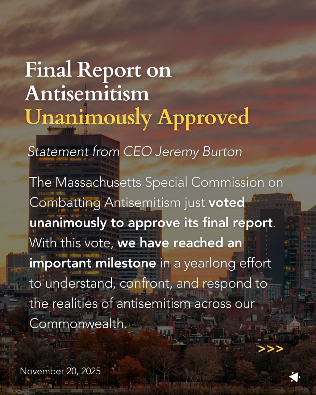 Final Report on Antisemitism Unanimously Approved