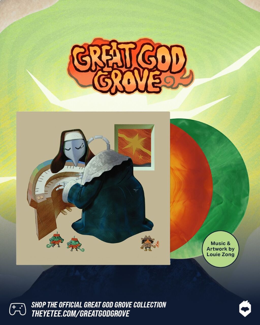 Everyone's Talking About the New Great God Grove Tees + Vinyl at The Yetee!
