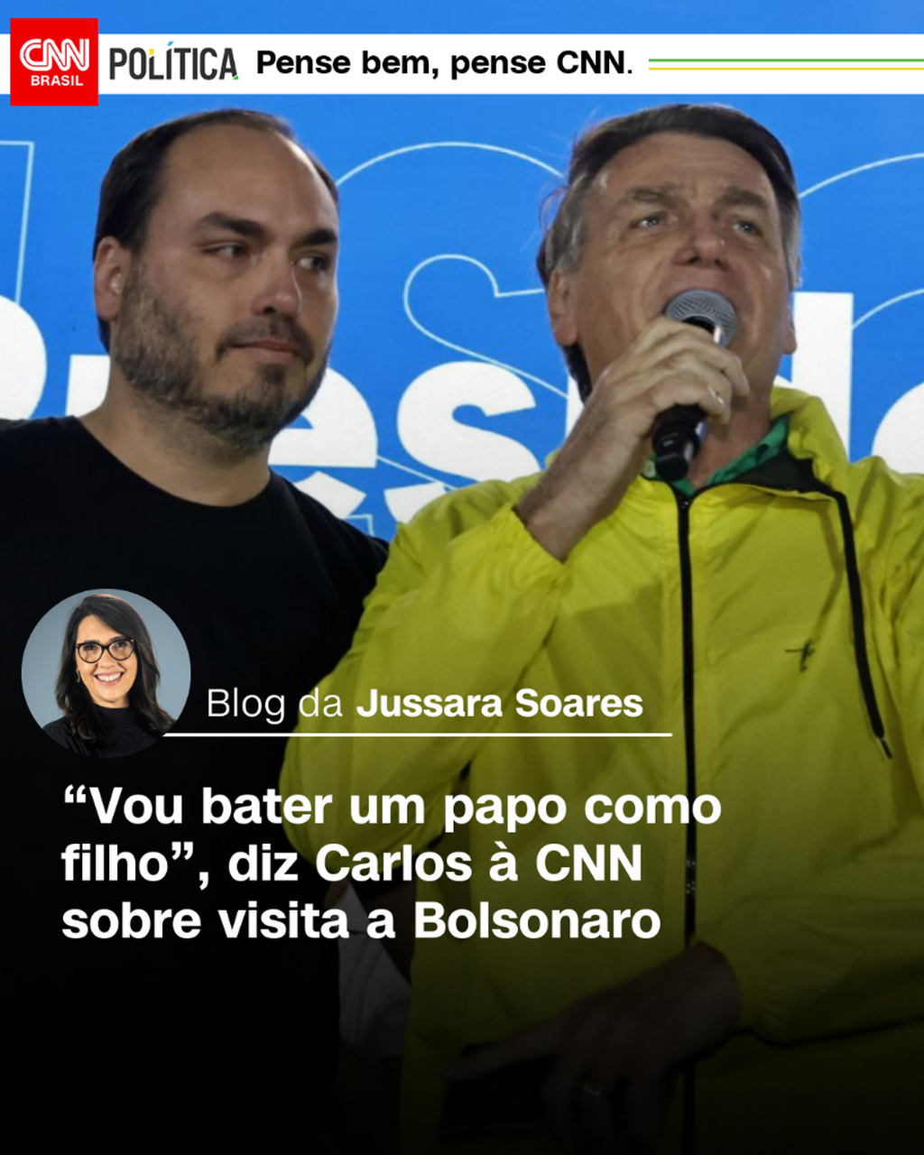 "Vou bater um papo como filho", diz Carlos &agrave; CNN sobre visita a Bolsonaro