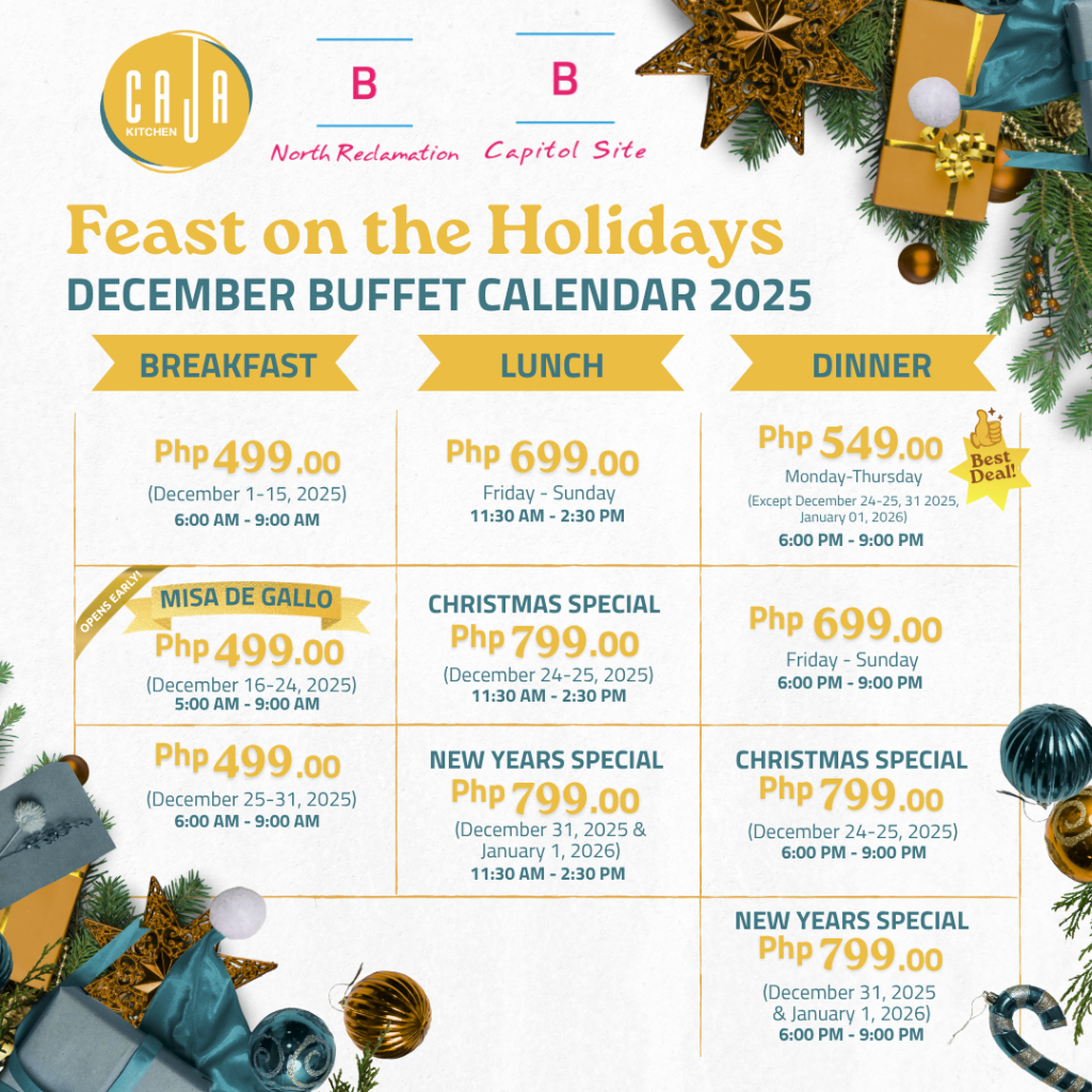 Caja Kitchen Cebu unveils December Buffet Calendar 2025