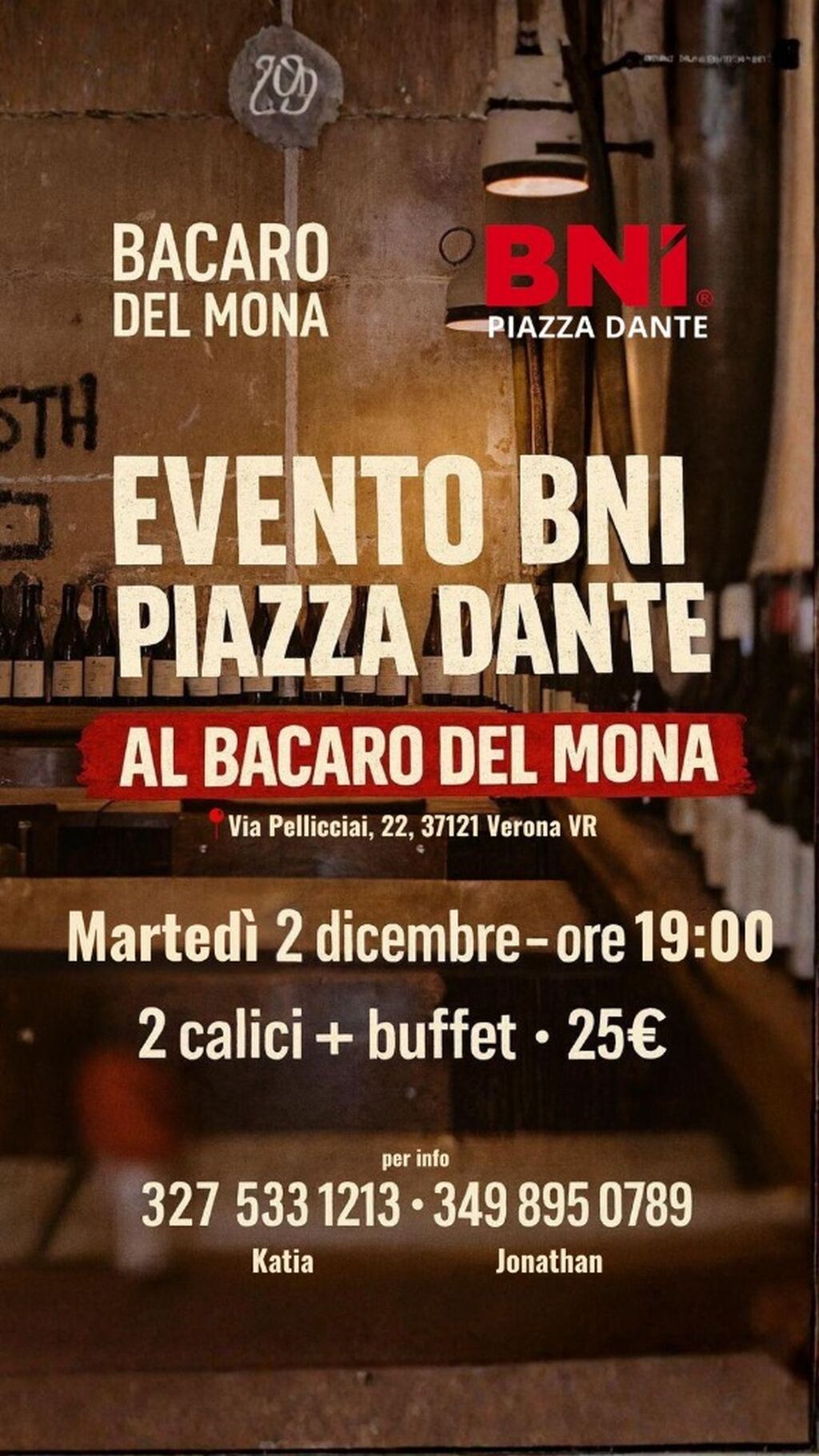 🥂EVENTO BNI PIAZZA DANTE AL BACARO DEL MONA🥂