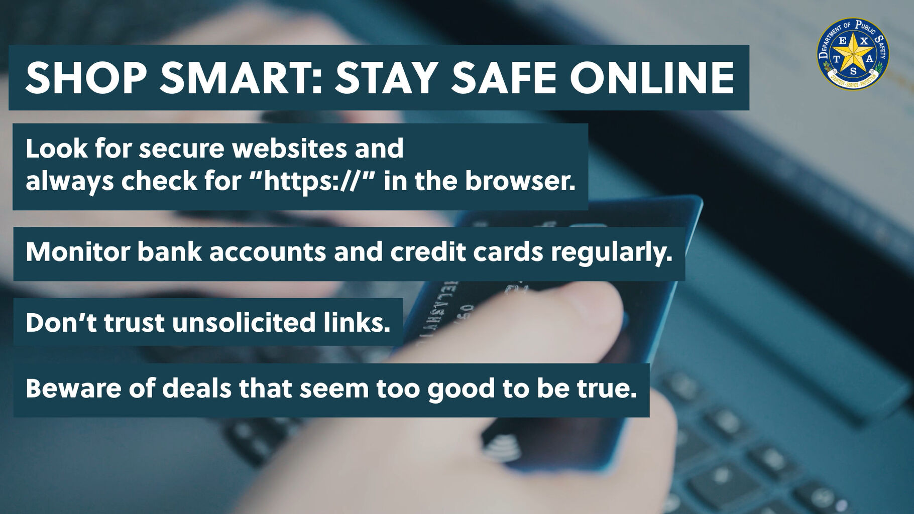DPS Reminds Texans to Shop Smart and Stay Secure Online