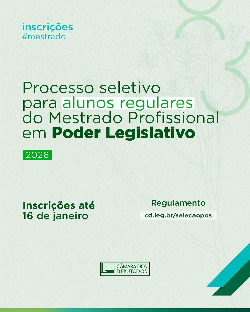  Edital de abertura de processo seletivo para alunos regulares do Mestrado