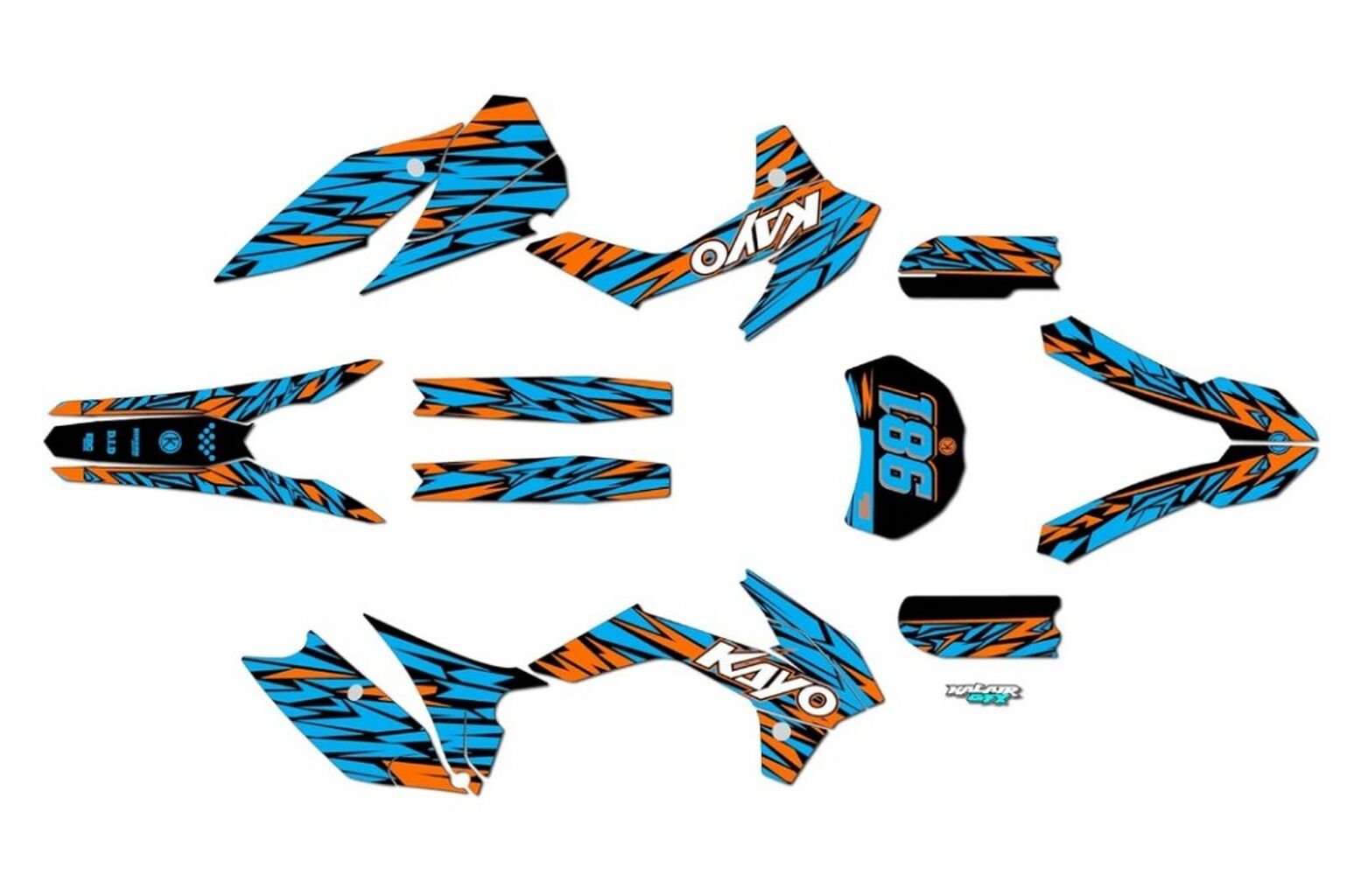 kayo k2 graphics kit orange and blue