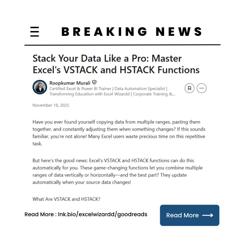 📊 Stack Your Data Like a Pro: Master Excel's VSTACK and HSTACK Functions 