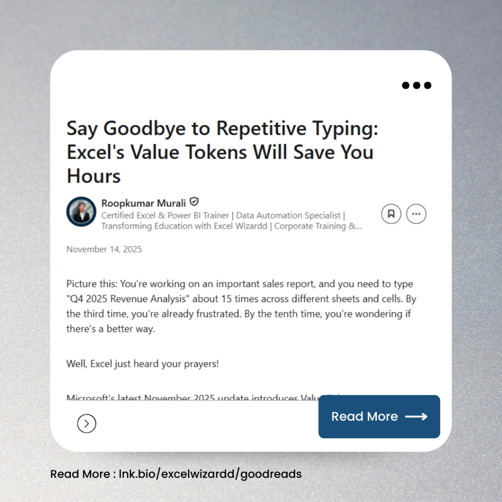 🚀 Say Goodbye to Repetitive Typing: Excel's Value Tokens Will Save You Hours 