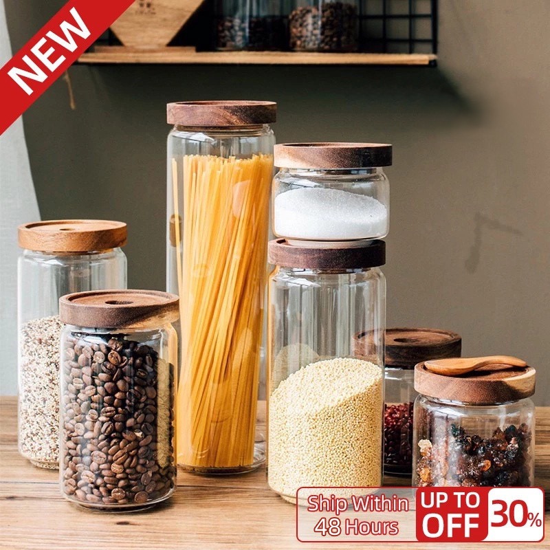 Glass Airtight Canister Clear Jars