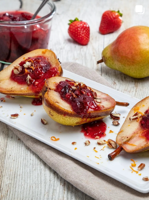 Roasted Pears & Strawberry Relish Recipe | California Strawberries