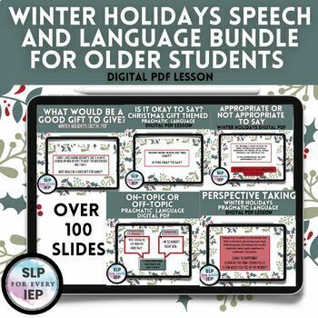 Winter Holidays Pragmatic Language Bundle-Digital Slides for Older Students
