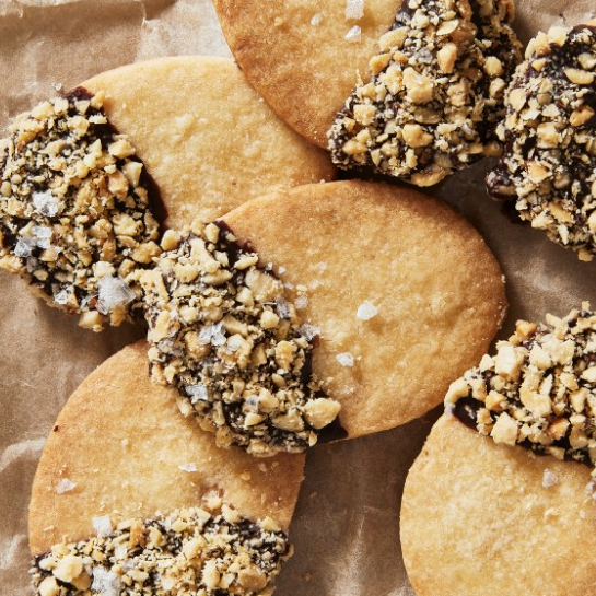 Chocolate-Dipped Peanut Butter Shortbread Cookies