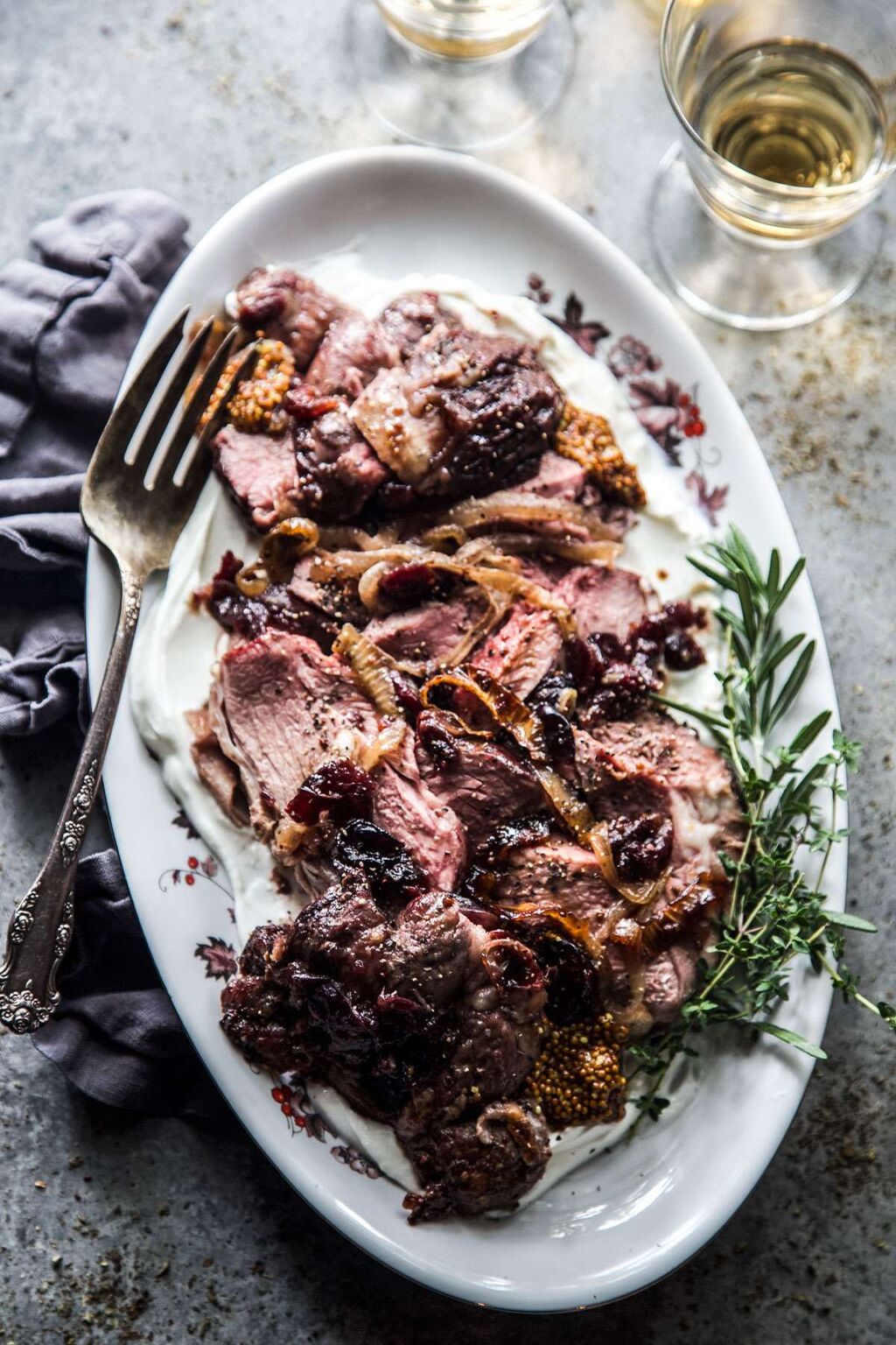 Oven Roasted Boneless Leg of American Lamb with Cranberry-Mustard Glaze