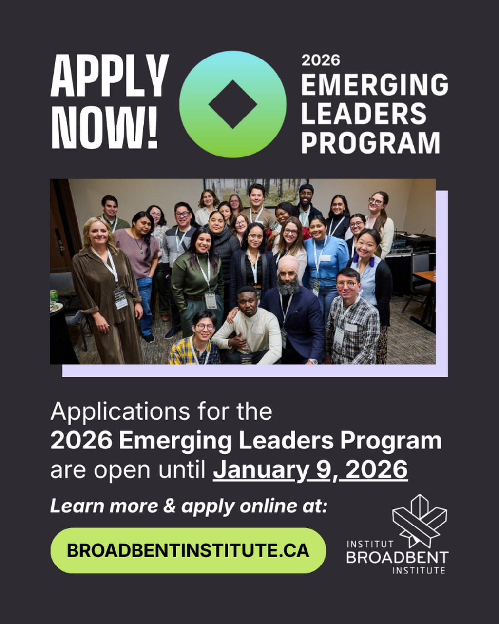 APPLY NOW: Emerging Leaders Program - Broadbent Institute