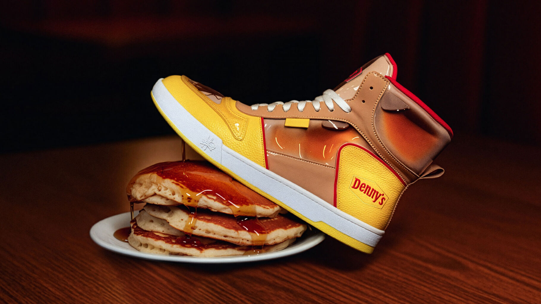 Denny&rsquo;s made syrup-filled sneakers for National Maple Syrup Day
