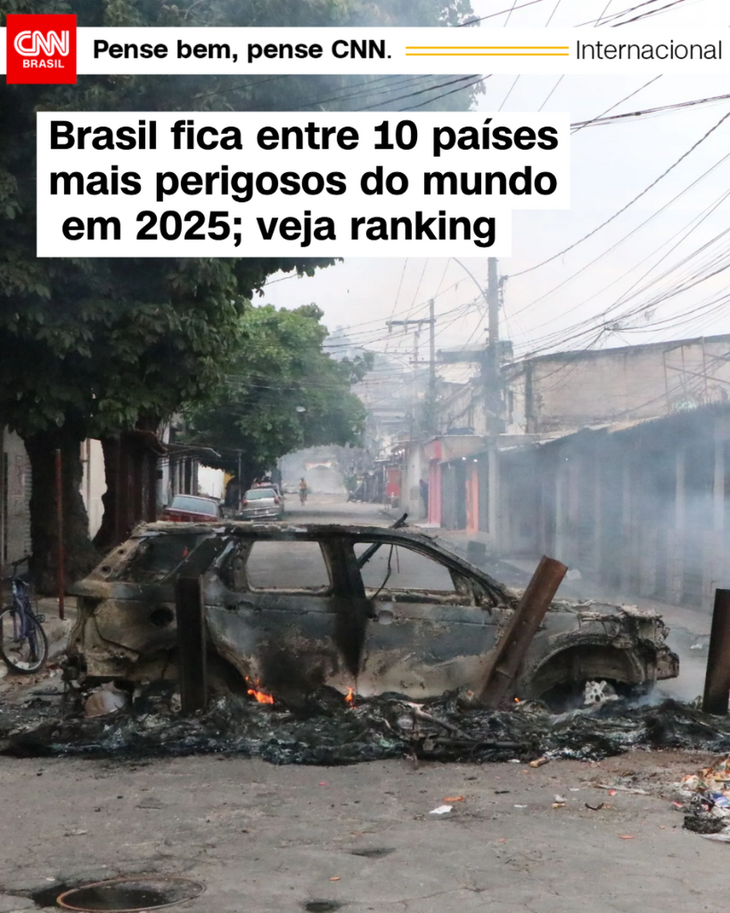 Brasil fica entre 10 pa&iacute;ses mais perigosos do mundo em 2025; veja ranking