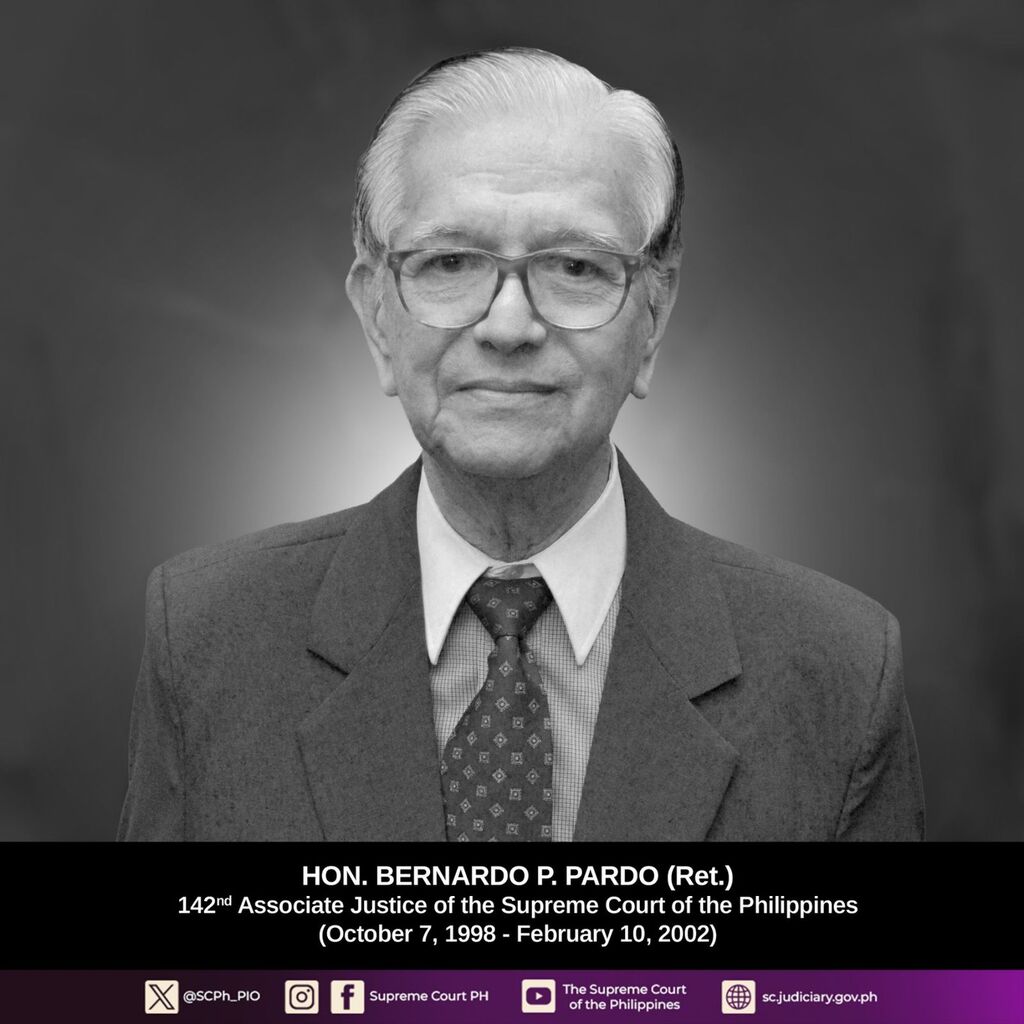 SC Mourns the Passing of Retired Justice Bernardo P. Pardo