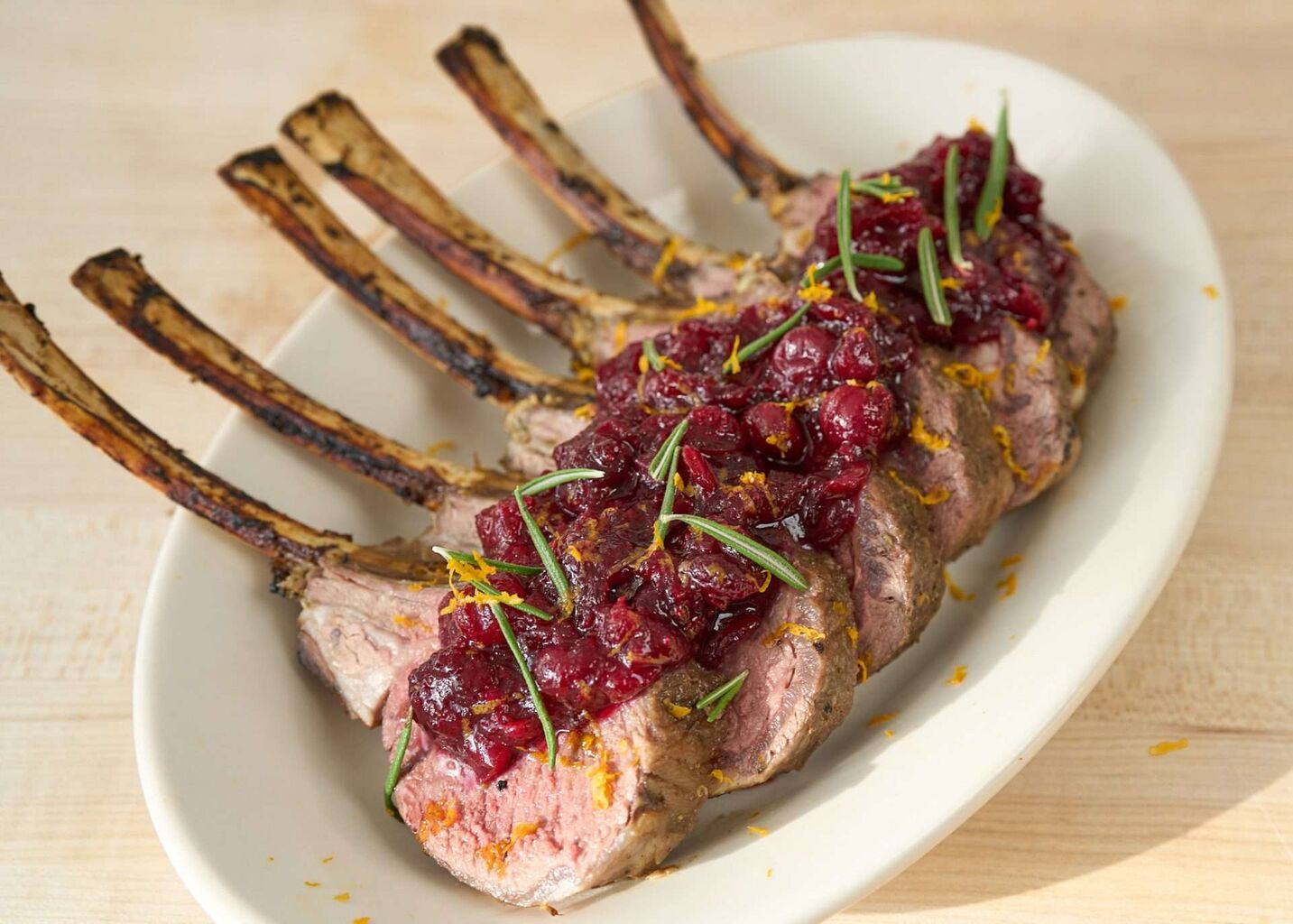 Citrus Herb Rack of Lamb with Red Wine Cranberry Sauce