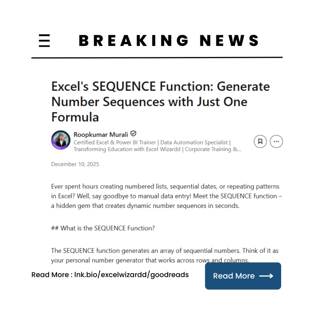 📊 Excel's SEQUENCE Function: Generate Number Sequences with Just One Formula 