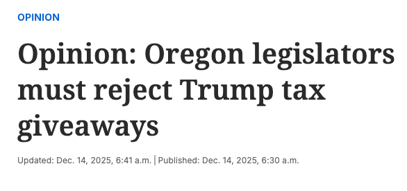Oregon Must Reject Trump Tax Cuts