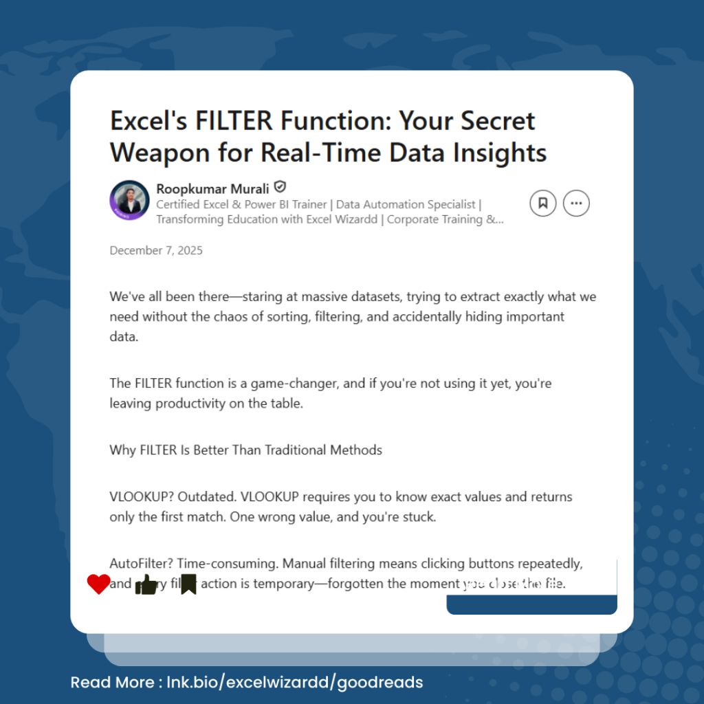 📈 Excel's FILTER Function: Your Secret Weapon for Real-Time Data Insights 