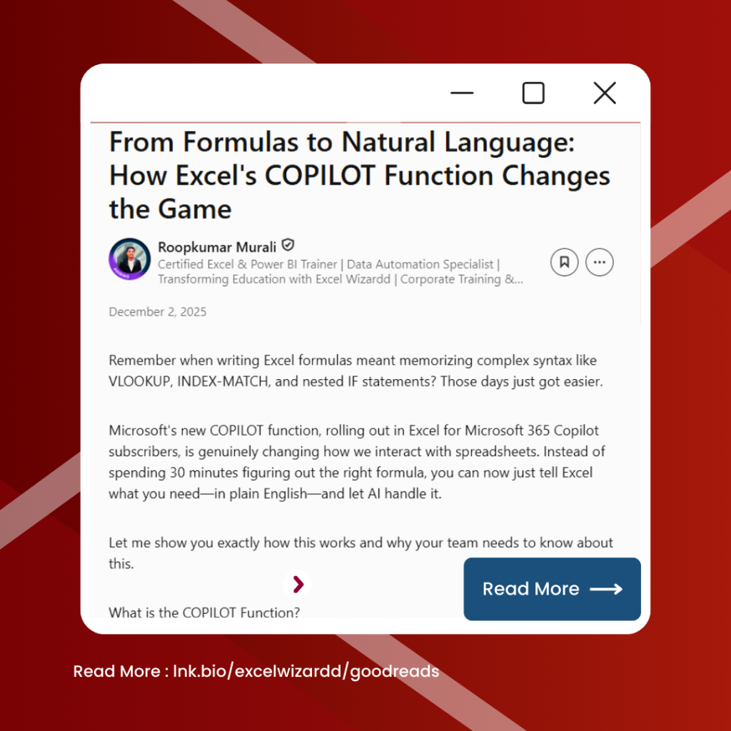 💻 From Formulas to Natural Language: How Excel's COPILOT Function Changes the Game 