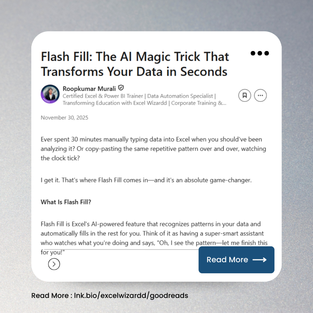 ✨ Flash Fill: The AI Magic Trick That Transforms Your Data in Seconds 