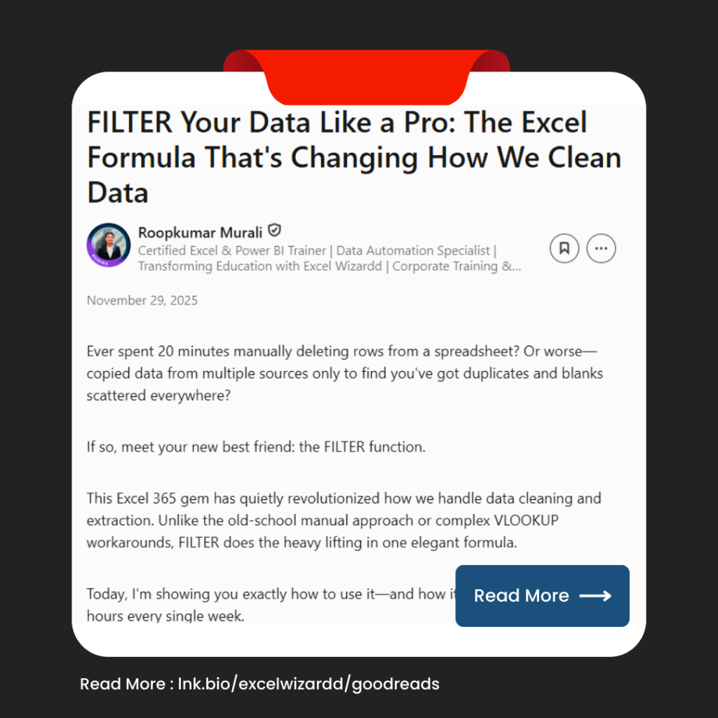🎨 FILTER Your Data Like a Pro: The Excel Formula That's Changing How We Clean Data 