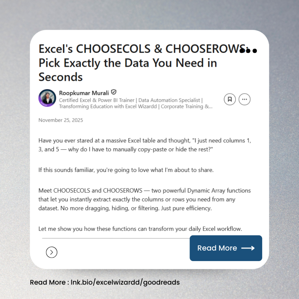 🎯 Excel's CHOOSECOLS & CHOOSEROWS: Pick Exactly the Data You Need in Seconds 
