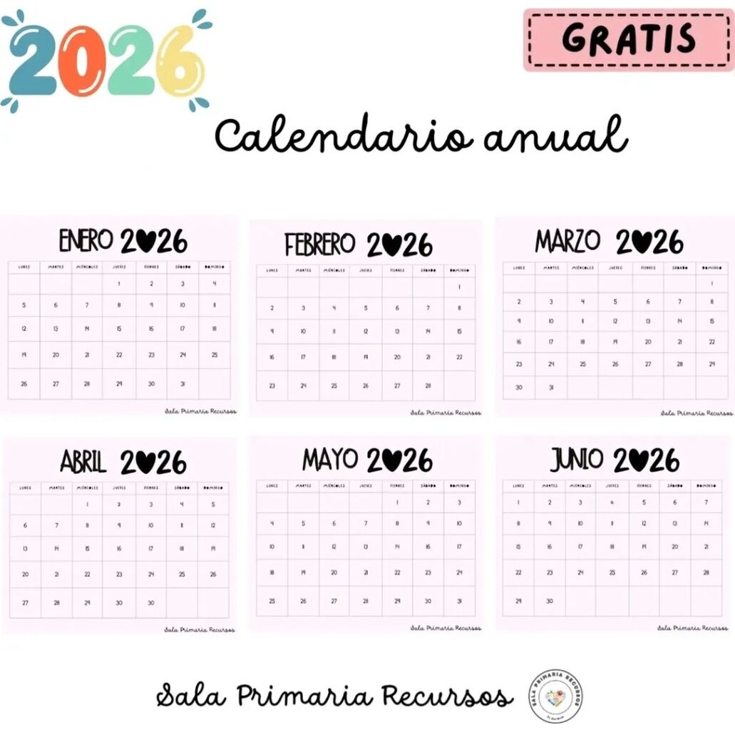 Calendario anual 2026 ✨️