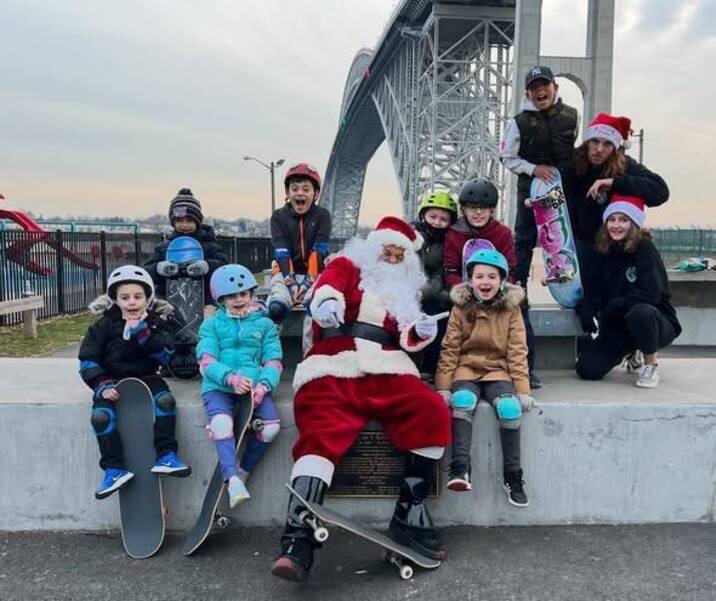 skateboard with santa