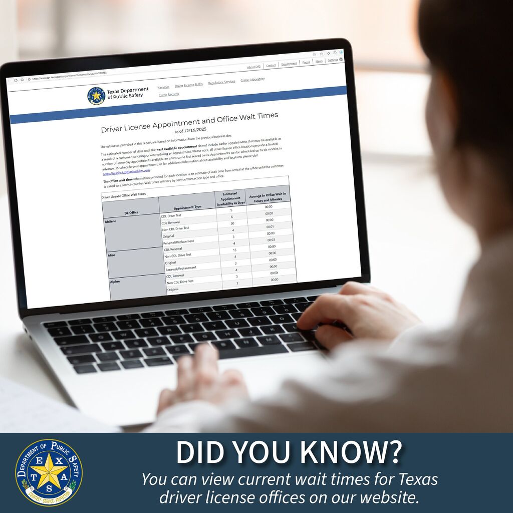 Driver License Appointment and Office Wait Times