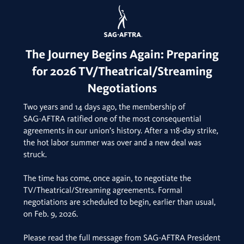 The Journey Begins Again: Preparing for 2026 TV/Theatrical/Streaming Negotiations
