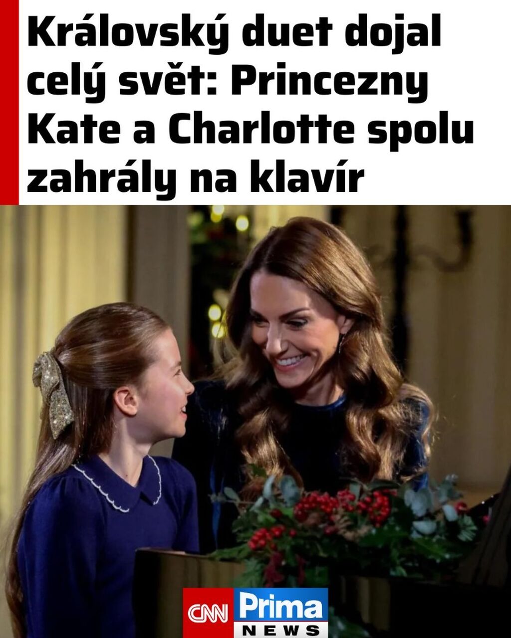 Princezna Kate se svou dcerou zahr&aacute;ly na jeden klav&iacute;r. Jak znělo jej&iacute; v&aacute;nočn&iacute; poselstv&iacute;?
