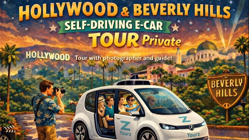 🚗 Self-driving 3-Hour electric car tour with Guide, through Hollywood & Beverly Hills. See landmarks, and celebrity hotspots