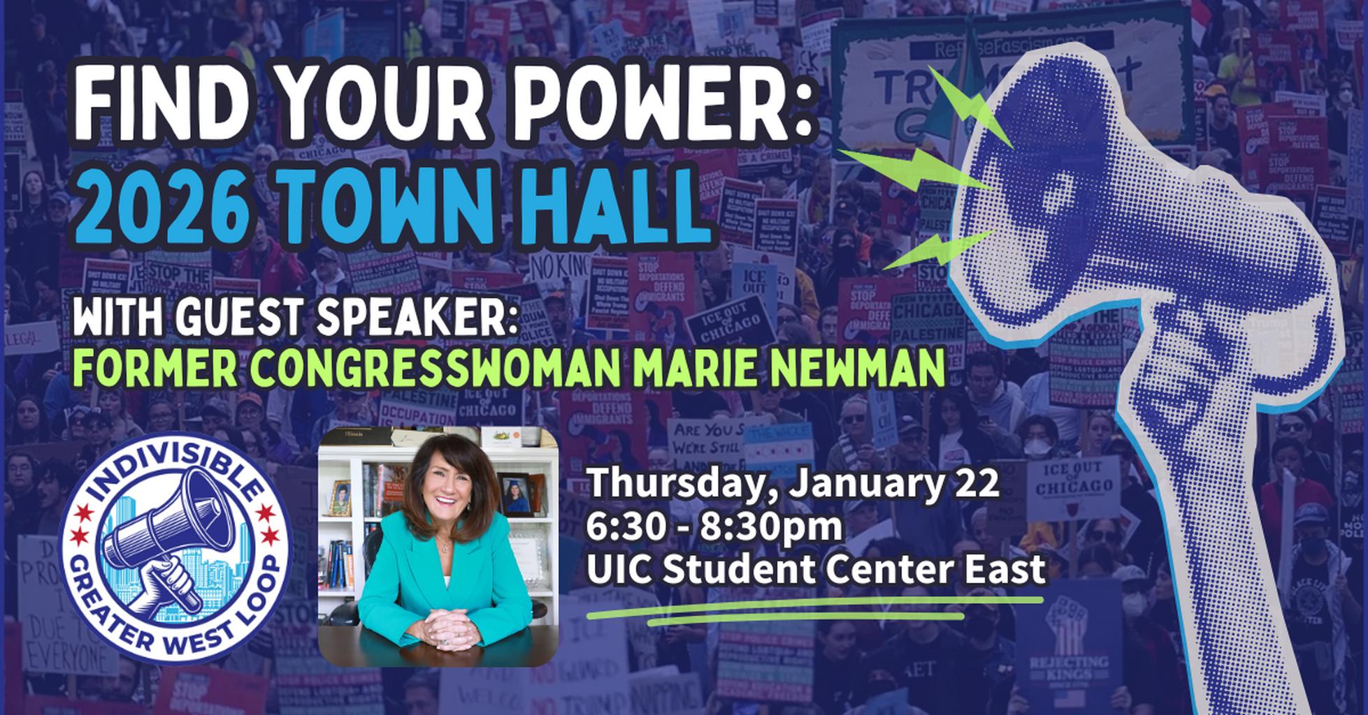 1/22: Find Your Power: 2026 Town Hall w/ Guest Speaker Marie Newman