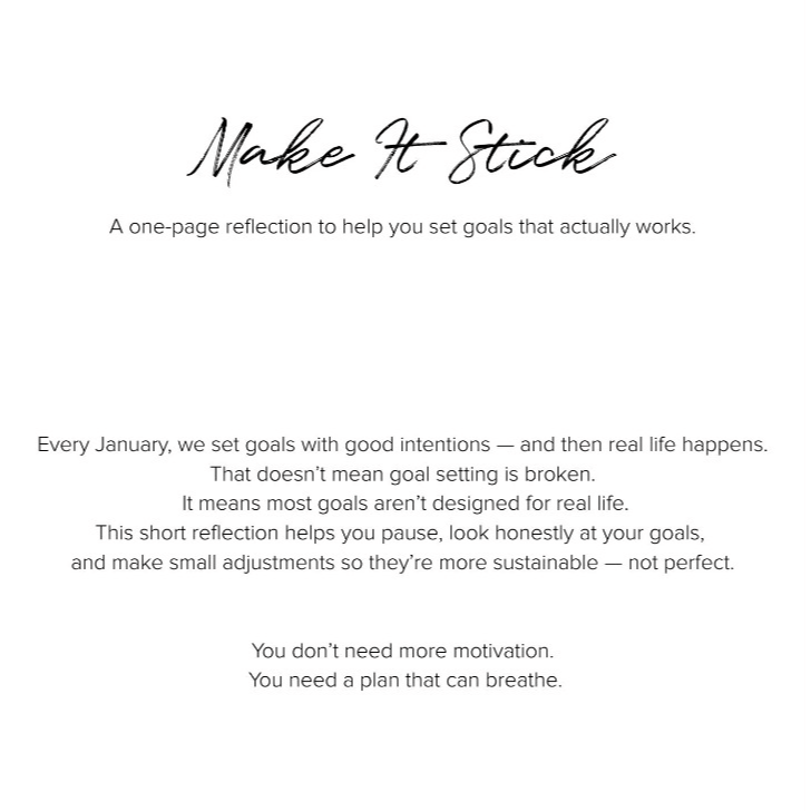 Make It Stick: one-page reflection worksheet for goal setting