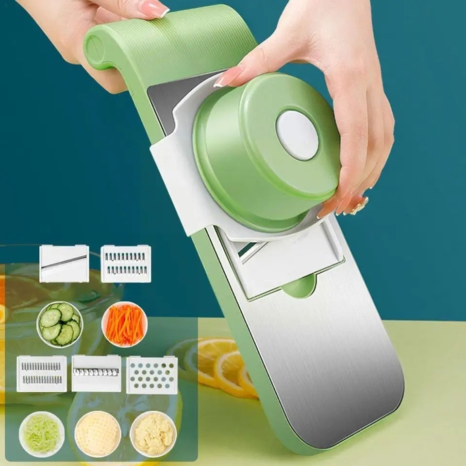 Stainless steel 5 in 1 vegetable cutter - Vegetable slicer Salad handheld chopper changeable blades kitchen tool - 