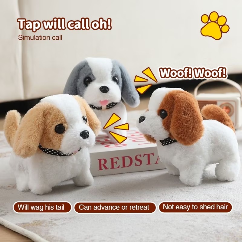 Electric Plush Toy Dog Wag Tail Walking Ass Shaking Kids Interactive Simulation Teddy Stuffed Animal