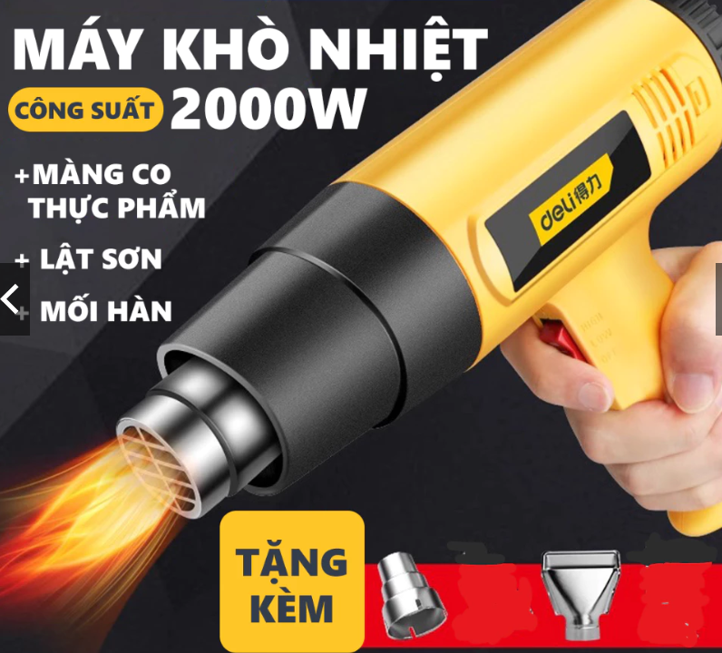 M&aacute;y Kh&ograve; Nhiệt Hơi N&oacute;ng Deli Cao Cấp kh&ograve; nhựa tơ dư l&agrave;m mịn bề mặt sản phẩm