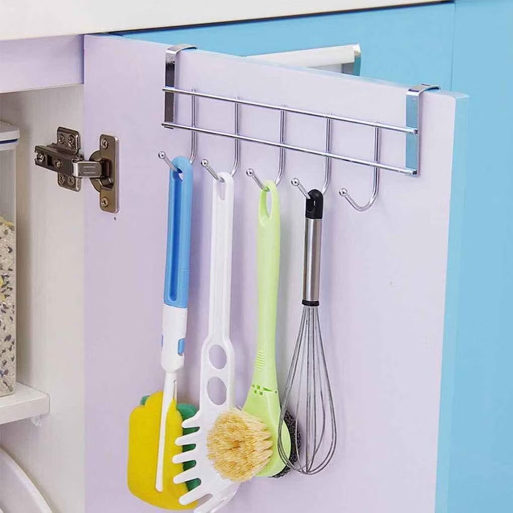 Stainless Steel Hanging Rack Hook Organizer for Kitchen, Home, Bathroom 5 in 1