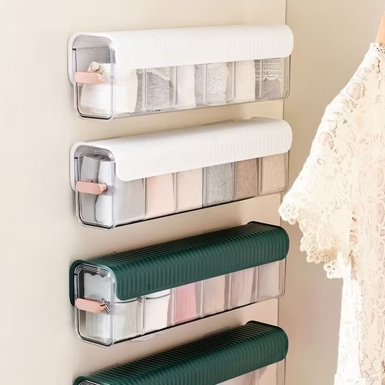 Wall Mounted Data Cable Storage Box Charger Power Cord Underwear Panties Socks Organizer Drawer