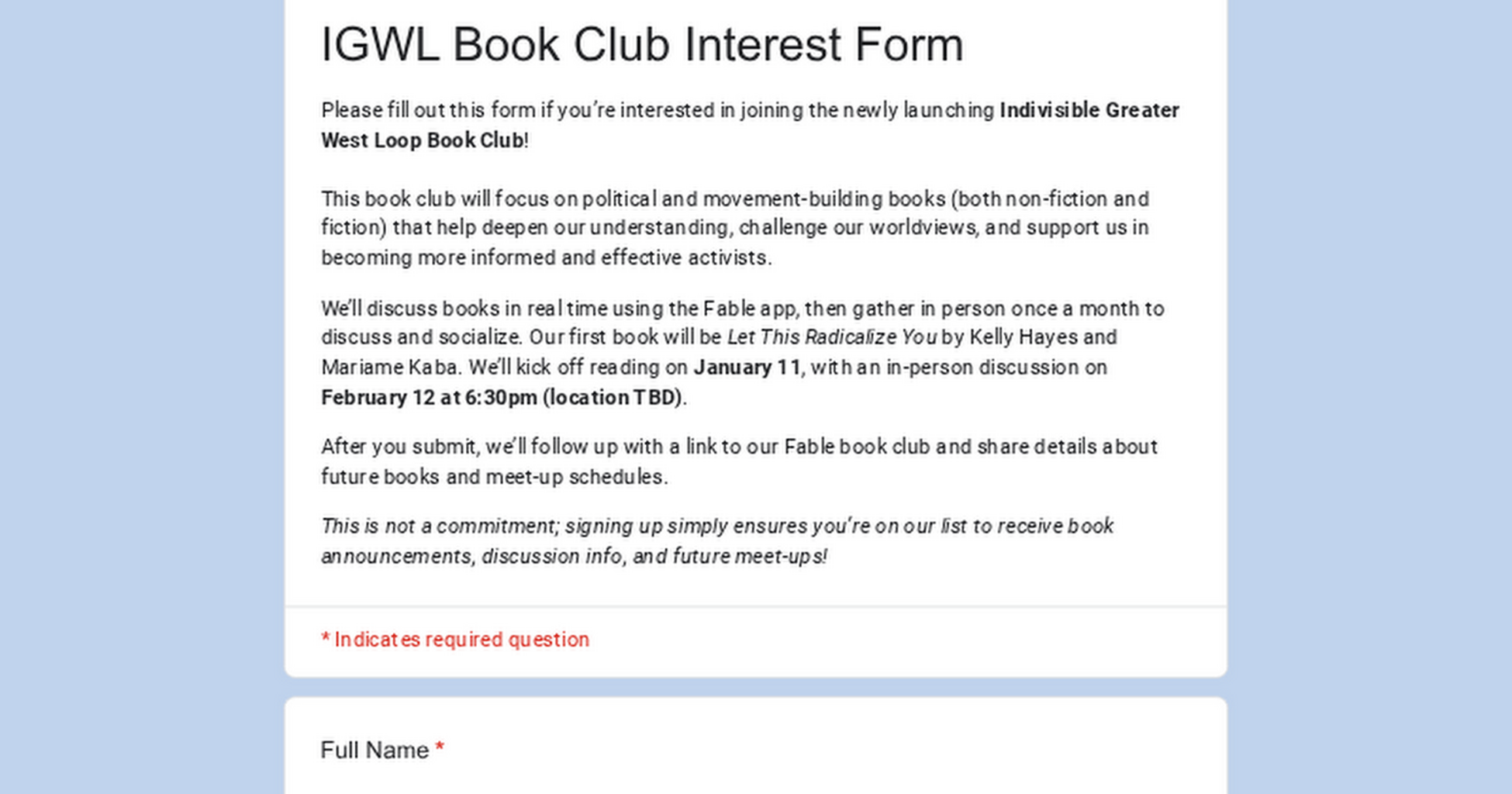 IGWL Book Club Interest Form