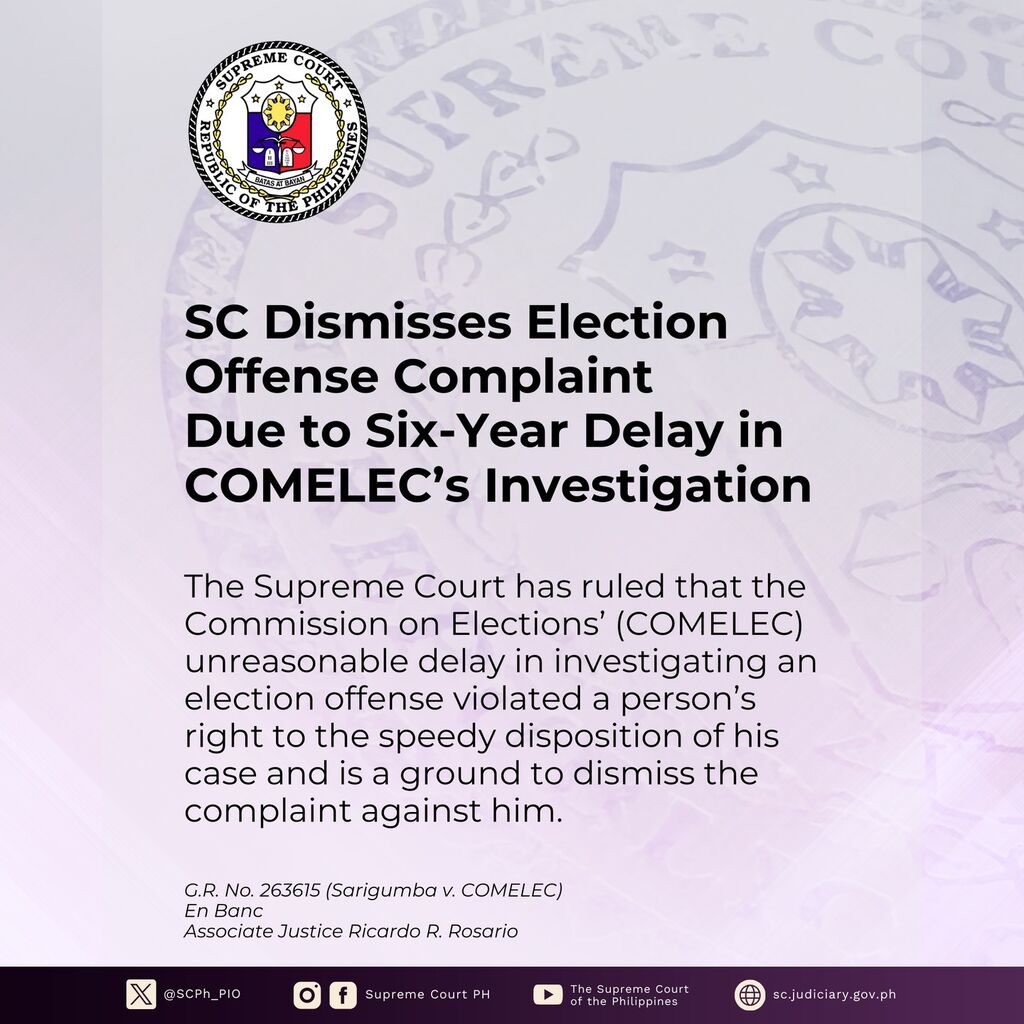 SC Dismisses Election Overspending Case Due to Six-Year Delay in COMELEC&rsquo;s Investigation