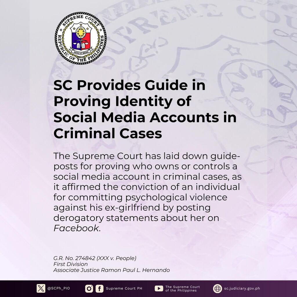 SC Provides Guide in Proving Identity of Social Media Account in Criminal Cases