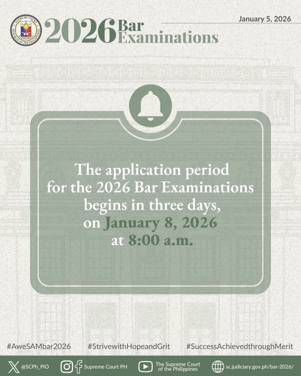  #Bar2026 Application Period