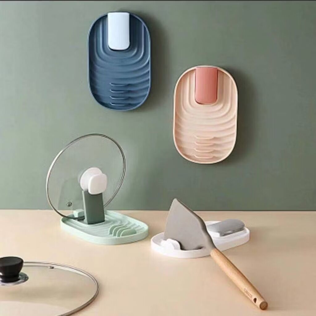 Kitchen Utensil Spoon Rest w/ Drip Pad Heat Resistant Strong Pot Lid Holder Kitchen Cooking Gadget
