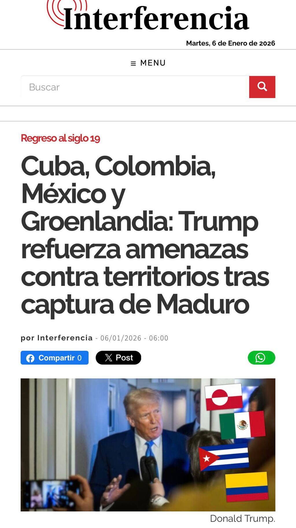Cuba, Colombia, M&eacute;xico y Groenlandia: Trump refuerza amenazas contra territorios tras captura de Maduro