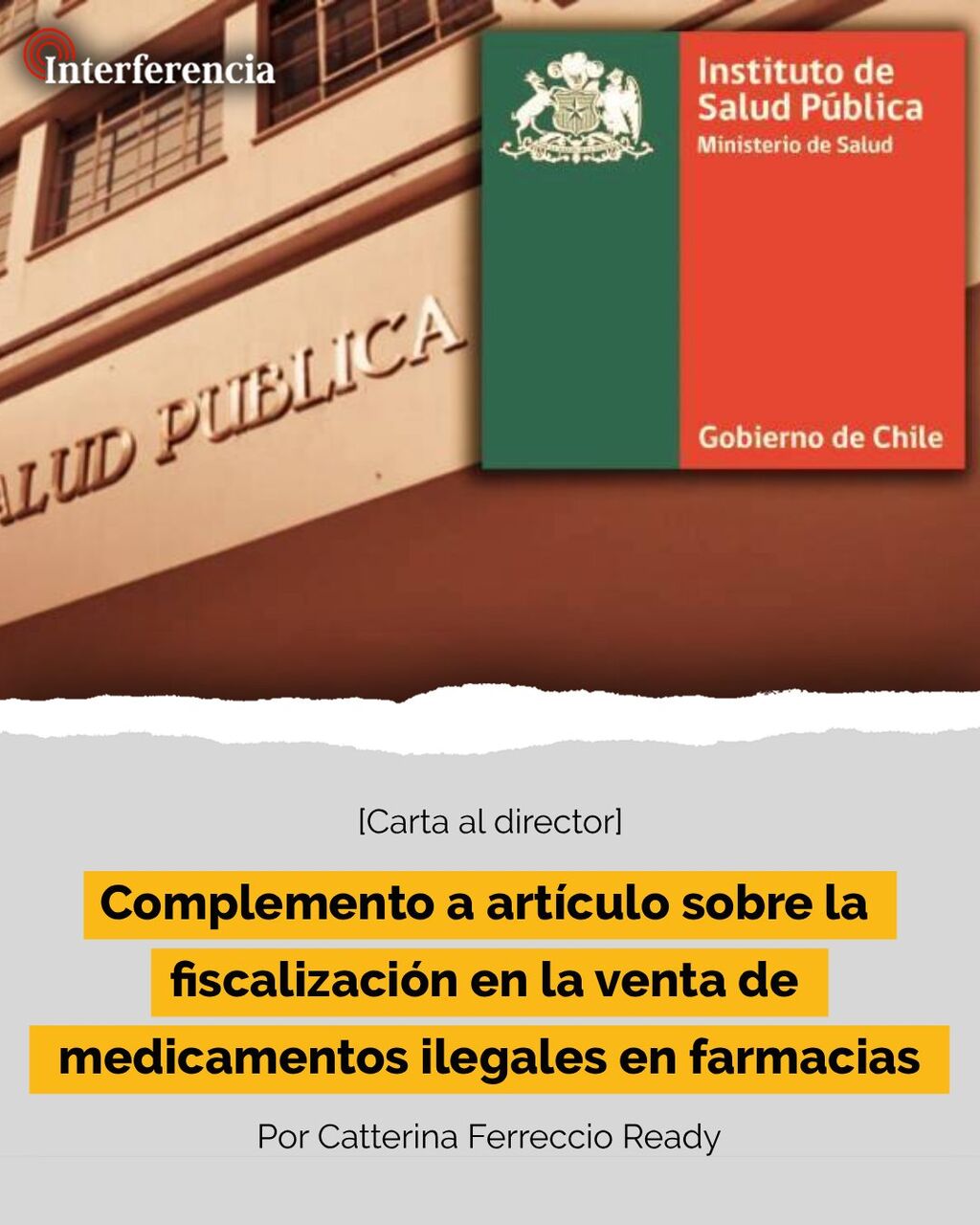 Complemento a art&iacute;culo sobre la fiscalizaci&oacute;n en la venta de medicamentos ilegales en farmacias